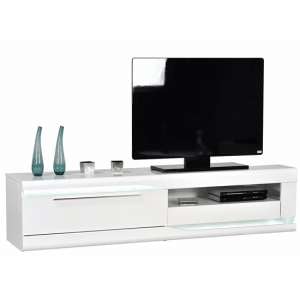 Merida Wooden TV Stand In White High Gloss With 2 Drawers