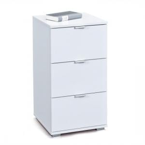 Meridian Bedside Cabinet In White High Gloss With 3 Drawers