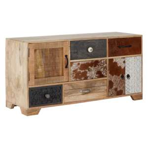 Merova Wooden Sideboard With 3 Doors 5 Drawers In Multicolour