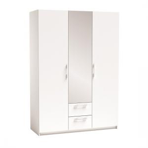 Messina Mirror Wardrobe In Pearl White With 3 Doors