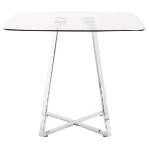 Metairie Square Clear Glass Top Dining Table With Chrome Base