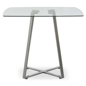 Metairie Square Clear Glass Top Dining Table With Grey Base