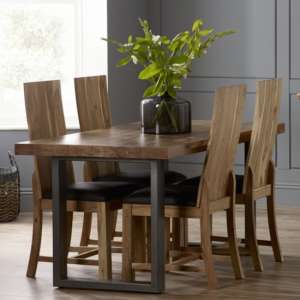 Metapoly Industrial Dining Table In Acacia With 4 Chairs