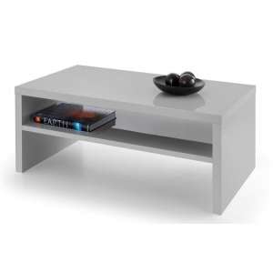 Metric Coffee Table In Grey High Gloss With UnderShelf