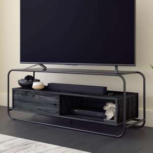 Metro Wooden TV Stand With Open Shelf In Misted Elm