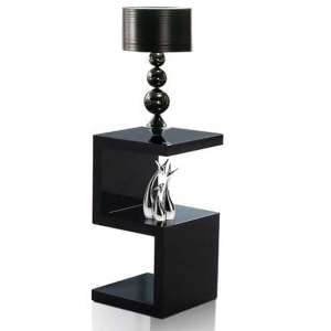 Miami S Shape Design High Gloss Side Table In Black