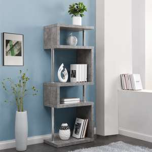 Miami Wooden Slim Shelving Unit In Concrete Effect