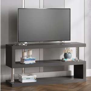 Miami High Gloss S Shape Design TV Stand In Grey
