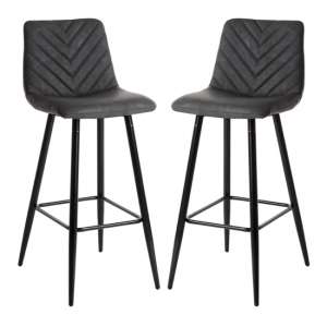 Middlewich Charcoal Faux Leather Bar Stools In Pair