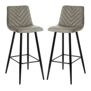 Middlewich Taupe Faux Leather Bar Stools In Pair