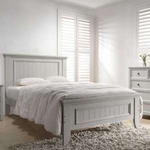Mala Panelled Wooden Small Double Bed In Clay