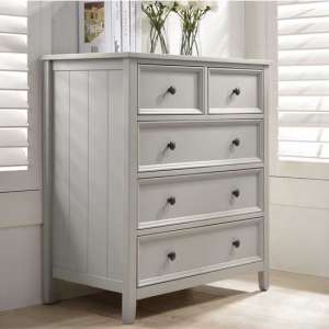Mila Tall Wooden Chest Of Drawers In Clay With 5 Drawers