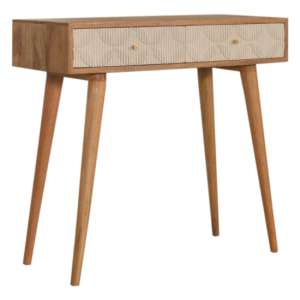 Milan Wooden Console Table In Oak Ish And White With 2 Drawers