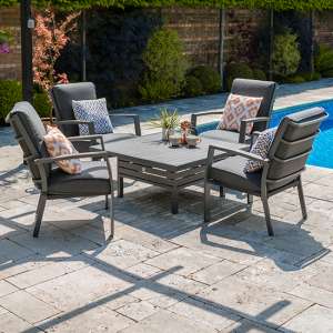 Mertan 4 Seater Relaxer Set With Adjustable Table In Grey