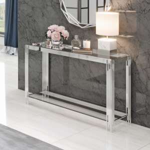 Milano Clear Glass Console Table With Silver Stainless Steel Leg