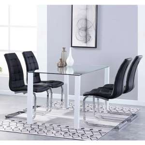 Milano Glass Dining Set With 4 New York Black Chairs