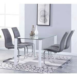 Milano Glass Dining Set With 4 New York Grey Chairs