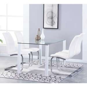 Milano Glass Dining Set With 4 New York White Chairs