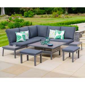 Mertan Modular Lounge Dining Set With Adjustable Table In Grey