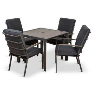 Mertan Outdoor Dining Set With 4 Armchairs In Grey