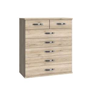 Milden Wooden Chest Of Drawers Wide In Sanremo Oak And 7 Drawers
