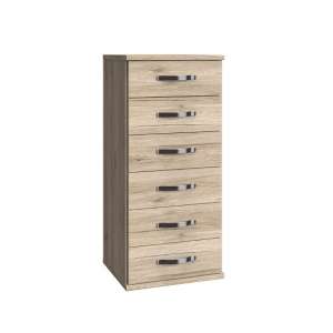 Milden Wooden Chest Of Drawers Tall In Sanremo Oak And 6 Drawers