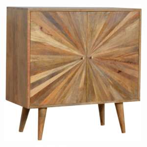 Milena Wooden Sunrise Pattern Storage Cabinet In Oak Ish
