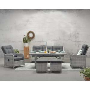 Milkeep Sofa With Dining Set With Recliner Chair In Cloudy Grey
