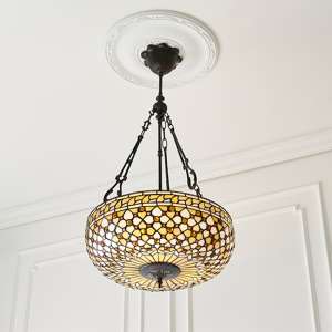 Mille Feux Inverted Tiffany Glass Pendant Light In Bronze