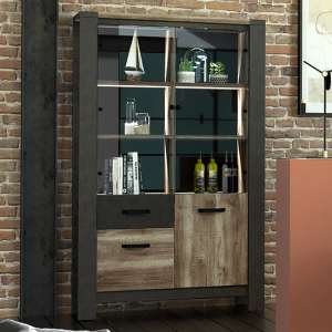 Millie Wooden Display Cabinet With 4 Doors And 1 Drawer In Oak