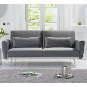 Millom Velvet Upholstered Sofa Bed In Grey