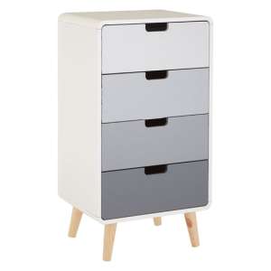 Milova Wooden Chest Of 4 Drawers In White And Grey
