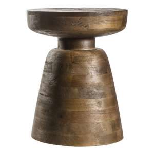 Millstone Round Wooden Side Table In Antique Brown
