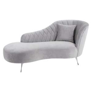 Minelauva Velvet Right Arm Lounge Chaise Chair In Grey