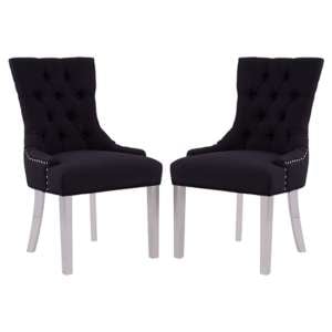 Mintaka Black Velvet Dining Chairs With Chrome Legs In A Pair