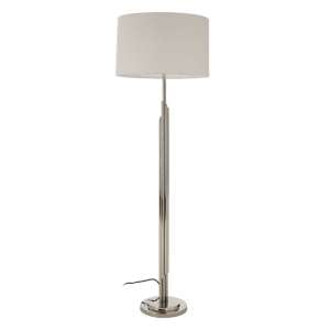 Mintaka Round White Fabric Shade Floor Lamp In Silver