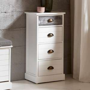 Mirada Wooden Chest Of 4 Drawers In White And Grey