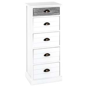 Mirada Wooden Chest Of 5 Drawers In White And Grey