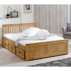 Mission Storage Small Double Bed In Waxed Pine With 3 Drawers