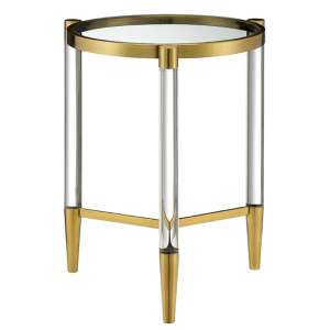 Missoula Circular Clear Glass Lamp Table With Gold Frame