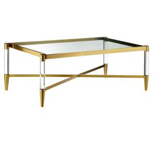 Missoula Rectangular Clear Glass Coffee Table With Gold Frame