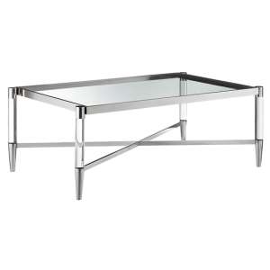 Missoula Rectangular Clear Glass Coffee Table With Silver Frame