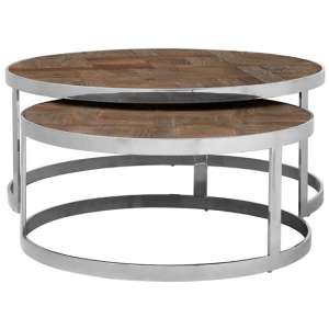 Mitrex Wooden Nest Of 2 Tables With Steel Frame In Natural