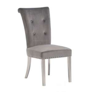 Metzy Velvet Upholstered Dining Chair In Grey
