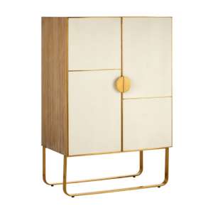 Modeco Wooden Bar Storage Cabinet With Gold Frame In Natural