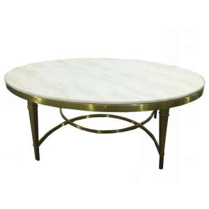 Modena Marble Coffee Table Wide In White With Metal Frame