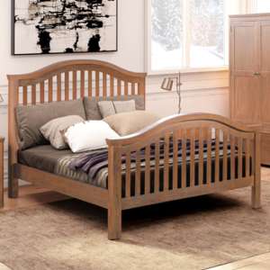 Mohave Wooden Curved Top Double Bed In Dark Pine
