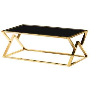Malec Black Glass Coffee Table With Gold Metal Legs