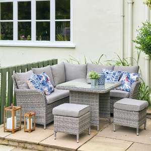 Meltan Outdoor Modular Lounge Dining Set In Pebble Grey