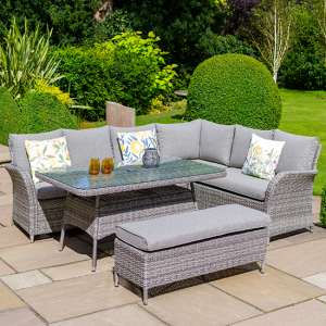 Meltan Outdoor Rectangular Modular Dining Set In Pebble Grey